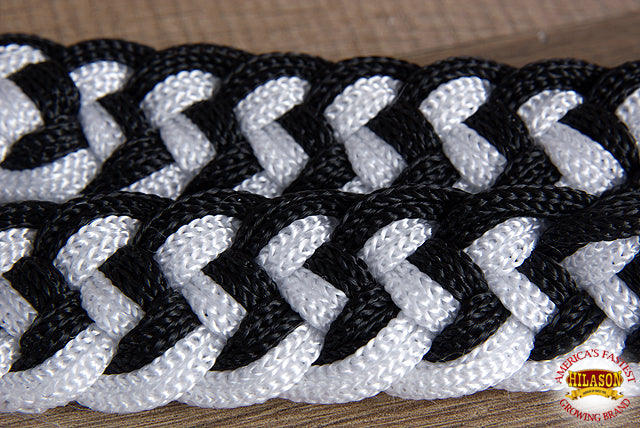 Hilason Braided Poly Barrel Racing Contest Flat Reins 1" X 8Ft Tan Black