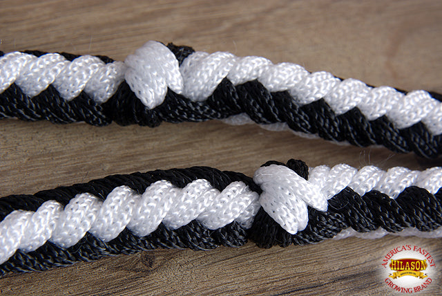 Hilason Braided Poly Barrel Racing Contest Flat Reins 1" X 8Ft Tan Black