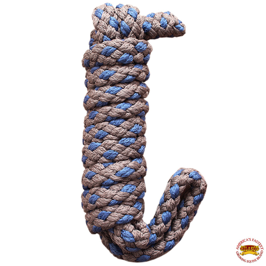 Hilason Horse Riding Poly Lead Rope Brown Navy Blue 1/4" X 8 Ft. - Uhorse