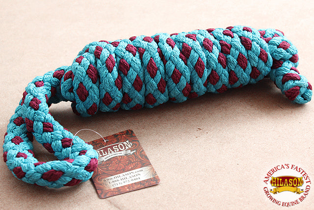 Hilason Horse Riding Poly Lead Rope 1/4" X 9 Ft. Red Turquoise