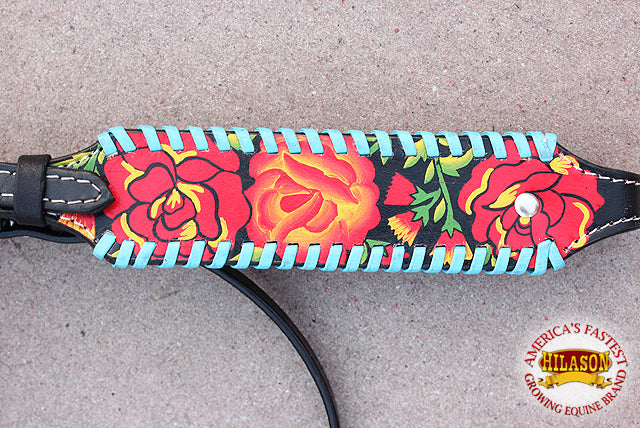 HILASON Western Headstall Horse Tack Leather Bridle Floral Hand Paint | for Horses Headstalls