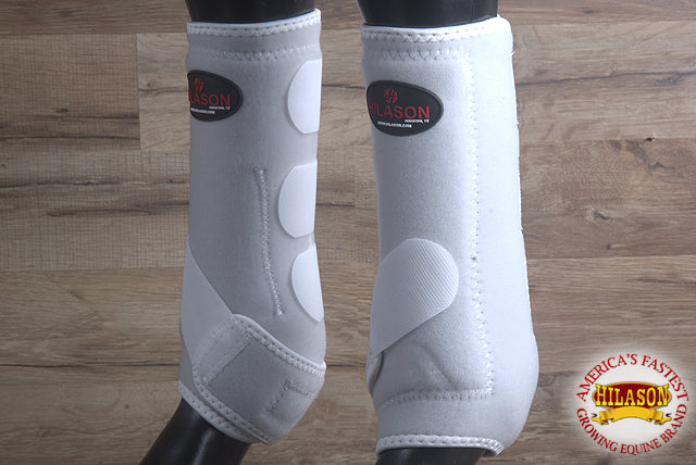 White Large HILASON Horse Medicine Sports Boots Rear Hind Leg