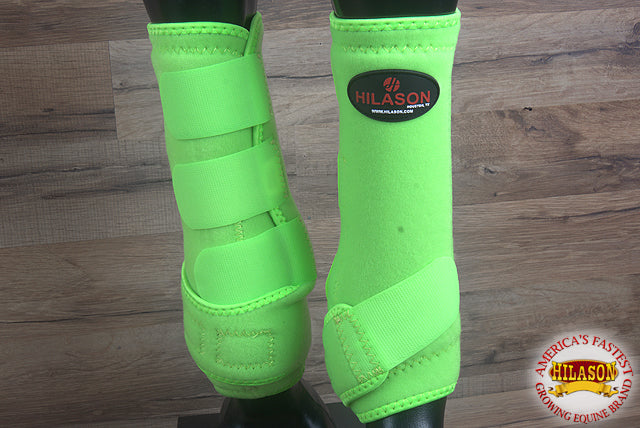 Lime Green Large HILASON Horse Medicine Sports Boots Rear Hind Leg