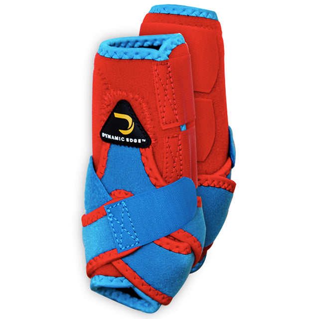 Dynamic Edge 2 Tone 2520D Horse Front Leg Sports Bell Boots Pair Red