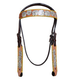 HILASON Western Horse American Leather Headstall & Breast Collar Set Tack Tan
