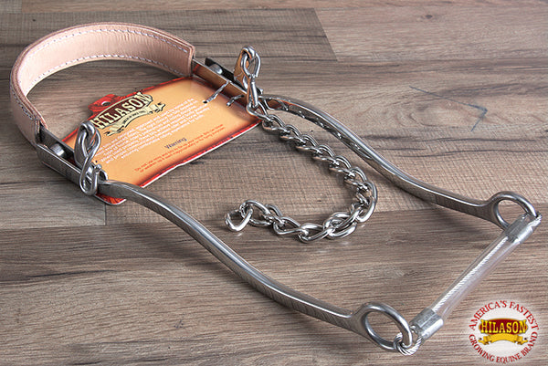 Hilason Western Leather Band Horse Mouth Steel Hackamore Bit