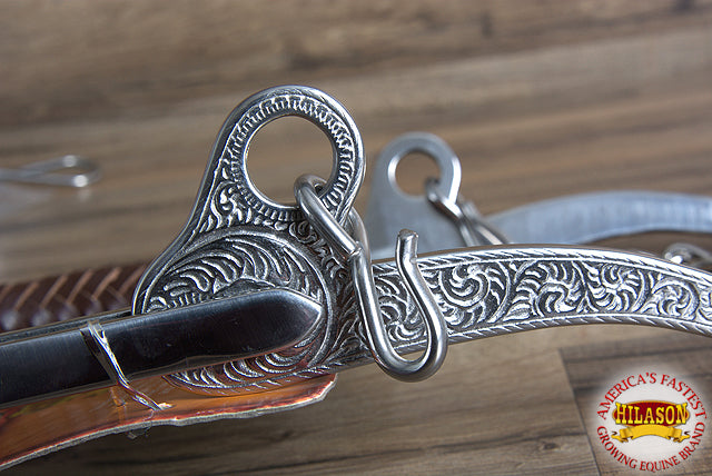 HILASON Western Horse Mouth Steel Engraved Shank 9-1/2" Cheek Hackamore Bit | Stainless Bits Racing for Horses
