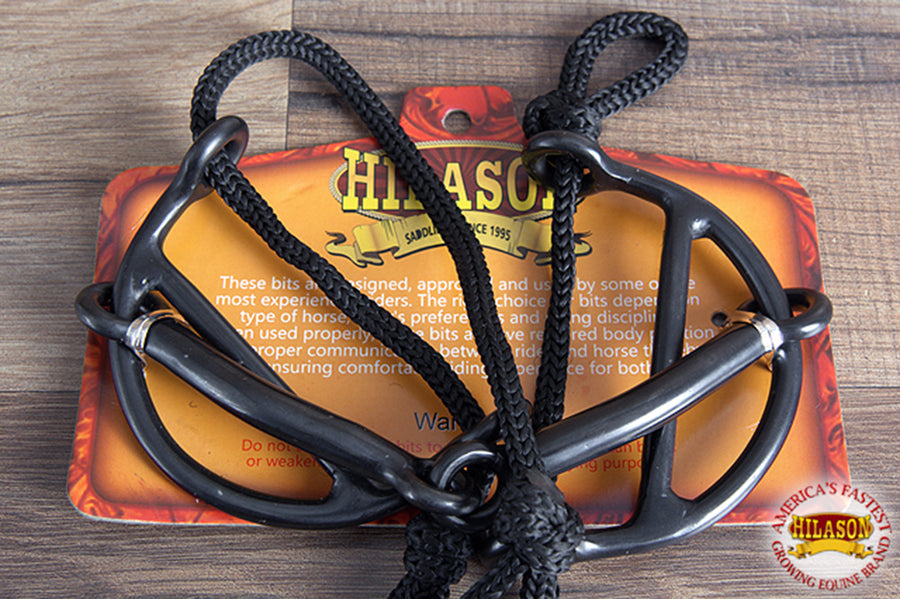 Hilason Western Black Steel 5-1/4" Horse Mouth Snaffle Gag Bit W/ Pp Strap