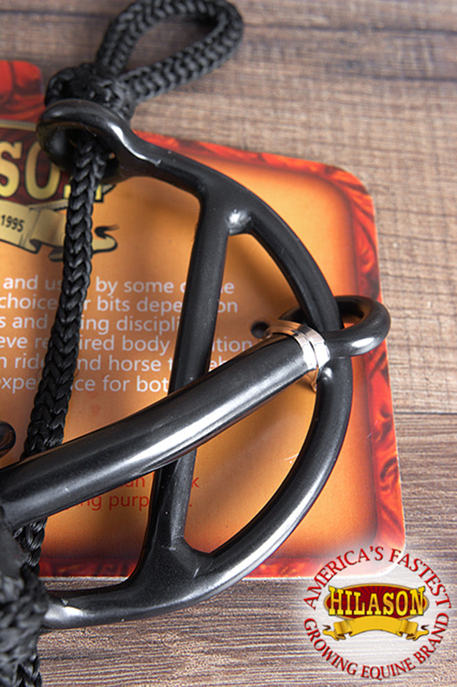 Hilason Western Black Steel 5-1/4" Horse Mouth Snaffle Gag Bit W/ Pp Strap