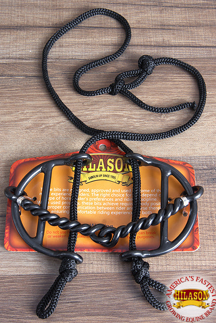 Hilason Western Black Steel 5-1/4" Horse Twisted Wire Mouth Gag Bit W/ Pp Strap
