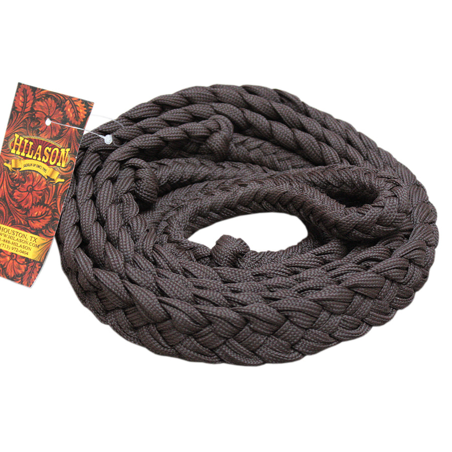 Hilason Braided Poly Barrel Racing Contest Reins Flat 1" X 8Ft Brown