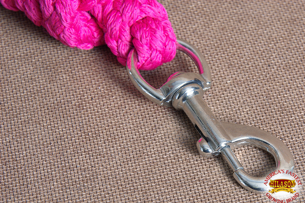 Hilason Horse Riding Poly Roping Lead Rope Burgundy 1/4"X8 Ft Snaps