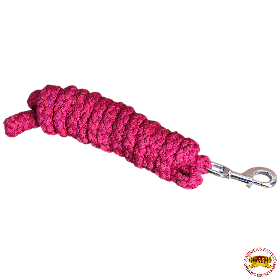 Hilason Horse Riding Poly Roping Lead Rope Burgundy 1/4"X8 Ft Snaps