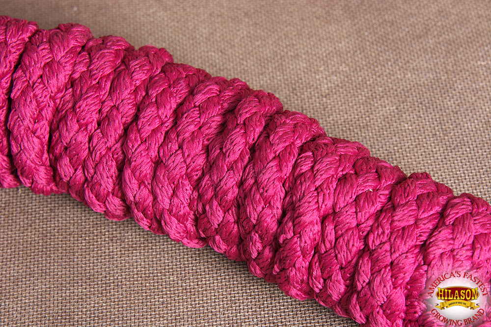 Hilason Horse Riding Poly Roping Lead Rope Burgundy 1/4"X8 Ft Snaps