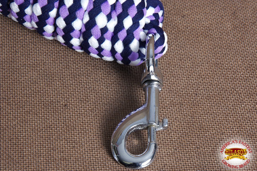 Hilason Horse Riding Poly Roping Lead Rope Burgundy 1/4"X8 Ft Snaps