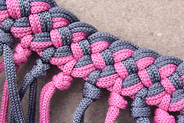 Hilason Horse Braided Cord Breastcollar Fringes Black Pink