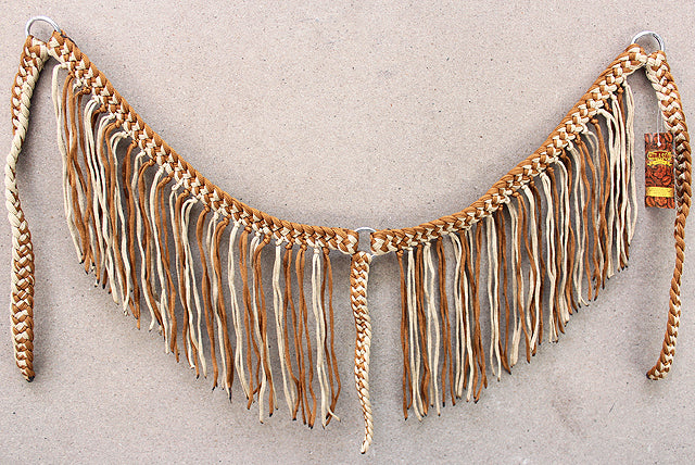 Hilason Horse Braided Cord Breastcollar Fringes Tan Brown