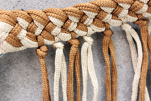 Hilason Horse Braided Cord Breastcollar Fringes Tan Brown