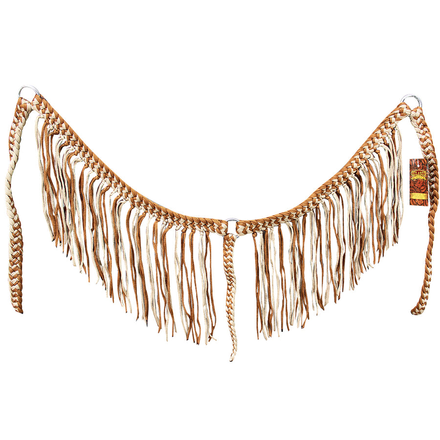 Hilason Horse Braided Cord Breastcollar Fringes Tan Brown