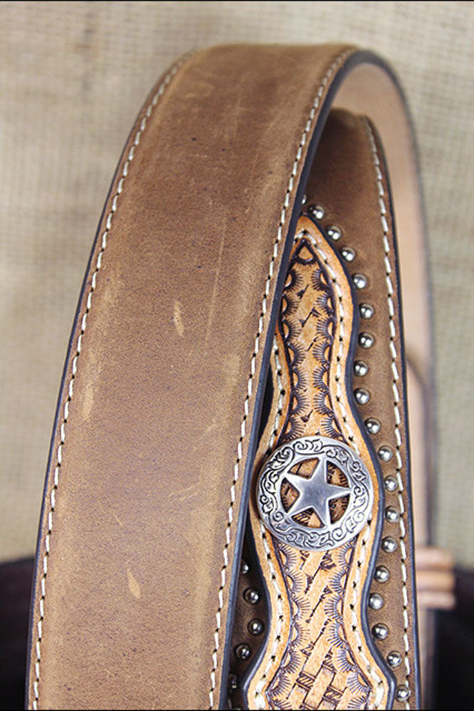 Nocona Pro Series Ranger Western Belt Full Grain Leather Basket Weave 1.5"