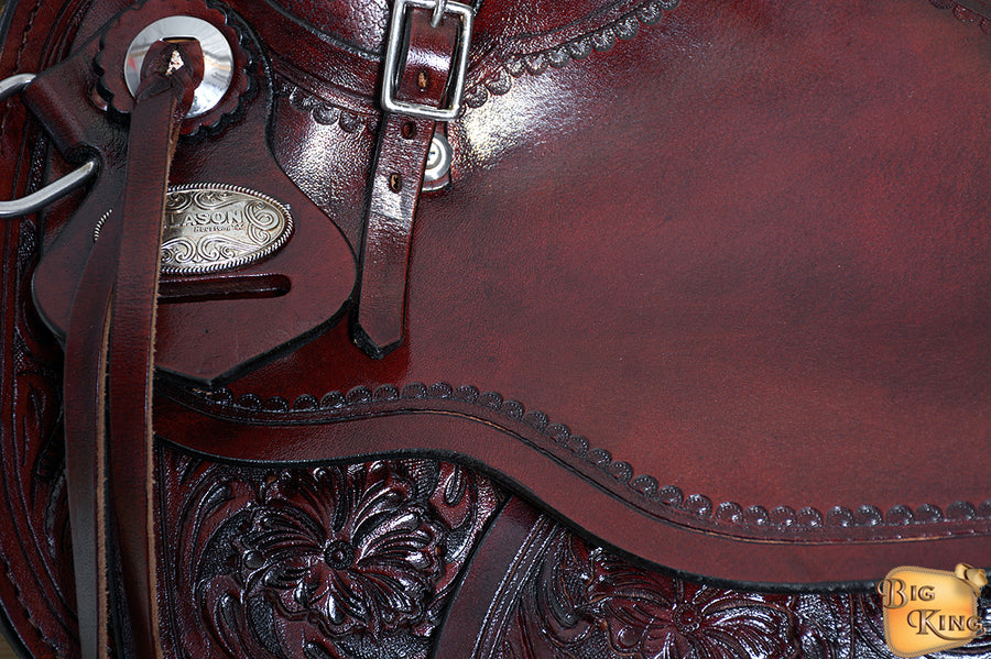HILASON Western Horse Wade Saddle American Leather Ranch Roping Mahogany | Hand Tooled & For Horses