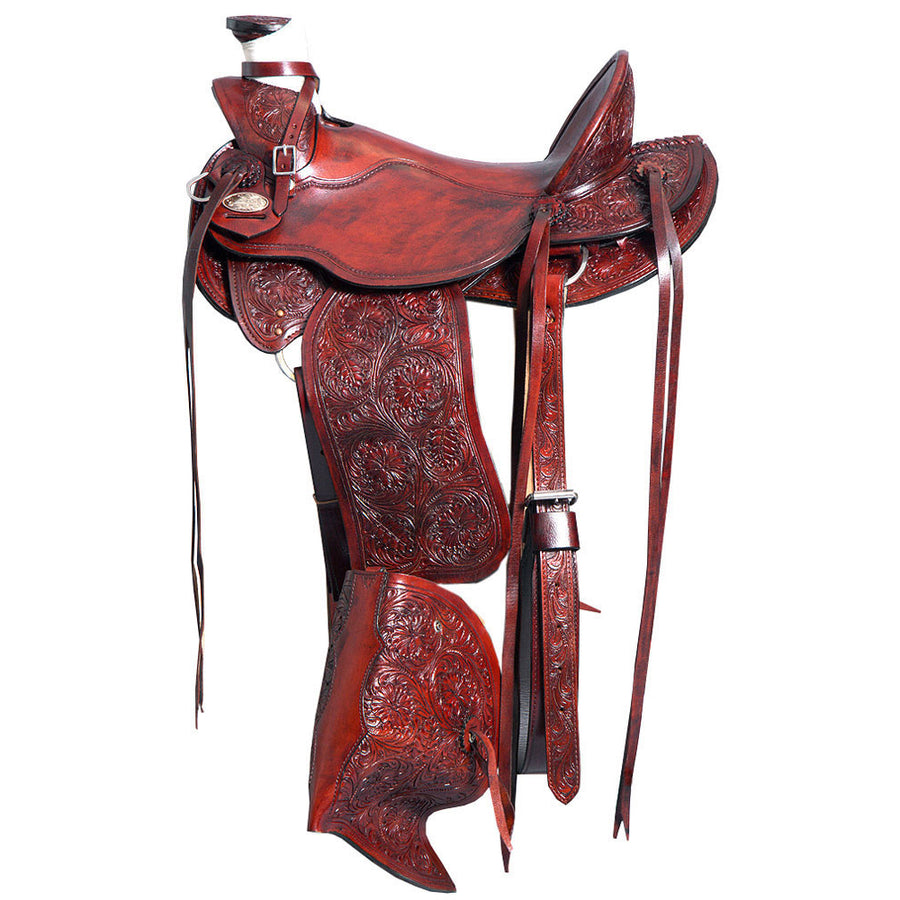 15 In Western Horse Wade Saddle American Leather Ranch Roping Mahogany Hilason - Uhorse