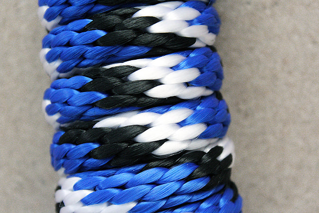 Horse Roping Lead Rope Riding Poly Blue Black White 1/4"X8 Ft Snaps