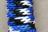 Horse Roping Lead Rope Riding Poly Blue Black White 1/4"X8 Ft Snaps