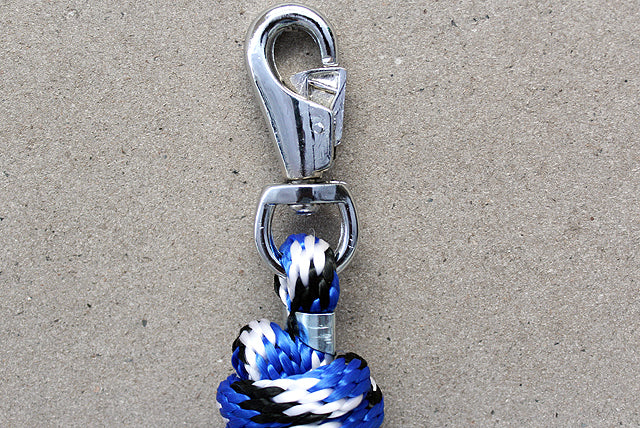 Horse Roping Lead Rope Riding Poly Blue Black White 1/4"X8 Ft Snaps