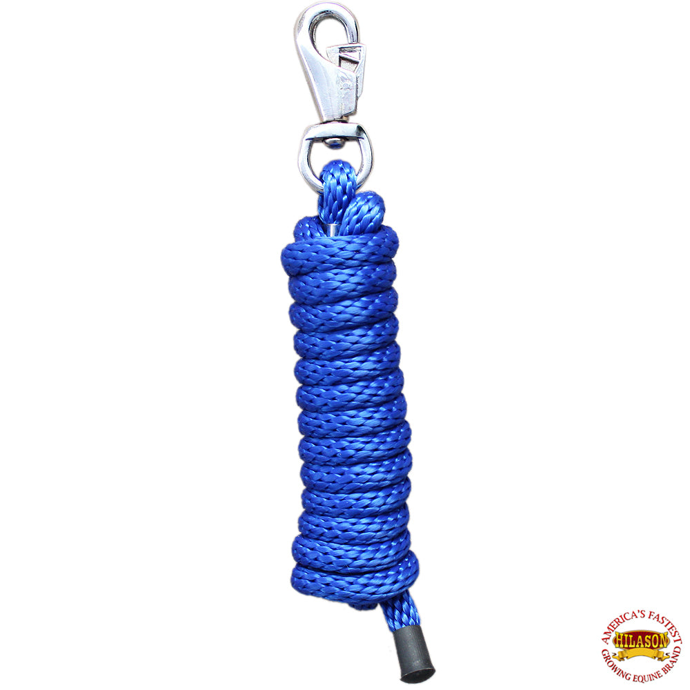 Horse Roping Lead Rope Riding Poly Blue Black White 1/4"X8 Ft Snaps