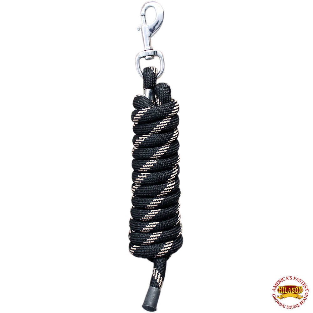 Horse Roping Lead Rope Riding Poly Blue Black White 1/4"X8 Ft Snaps