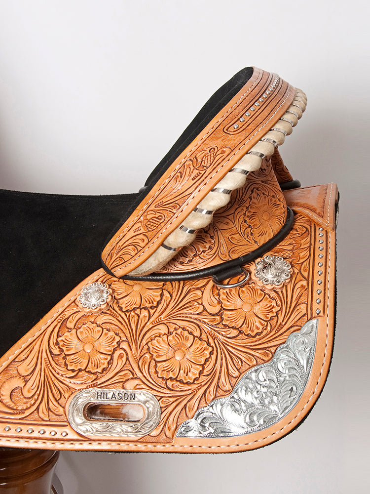 HILASON Western Horse Treeless Trail Barrel Saddle American Leather | for Horses