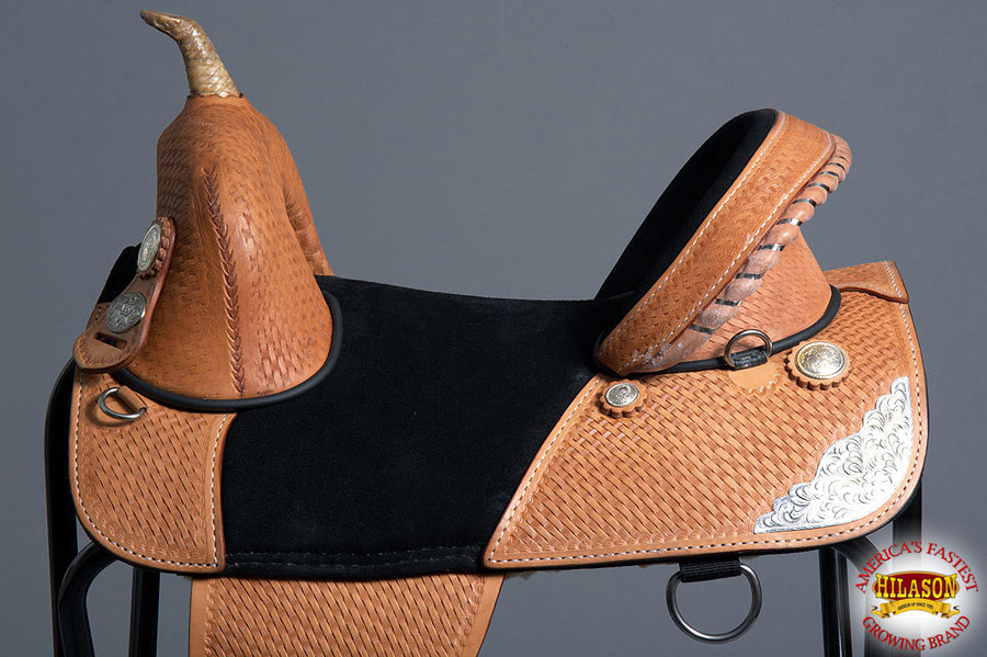 HILASON Western Horse Treeless Trail Barrel Saddle American Leather | for Horses