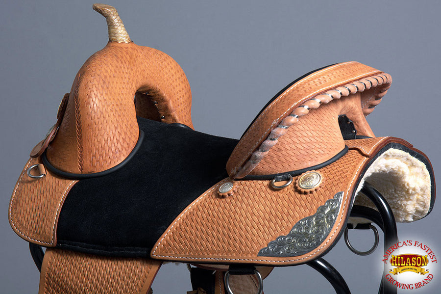 HILASON Western Horse Treeless Trail Barrel Saddle American Leather | for Horses