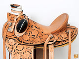 Hilason Western Horse Wade Saddle American Leather Ranch Roping Tan