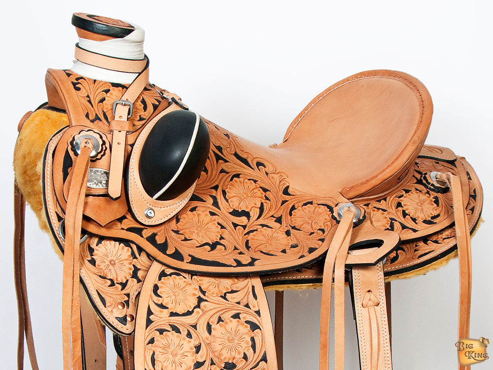 Hilason Western Horse Wade Saddle American Leather Ranch Roping Tan