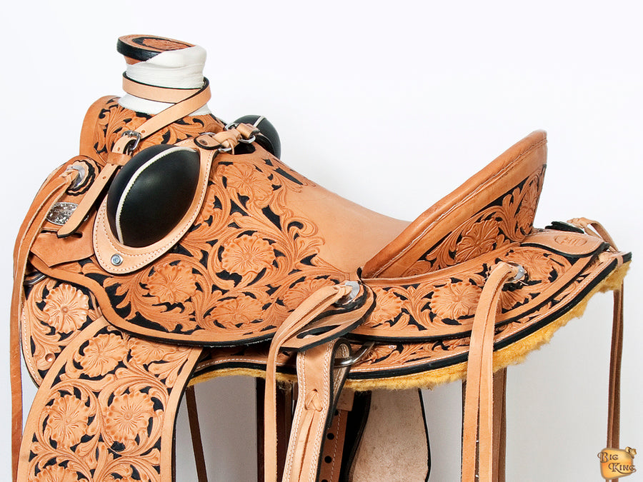HILASON Western Horse Wade Saddle American Leather Ranch Roping Tan | Hand Tooled & For Horses
