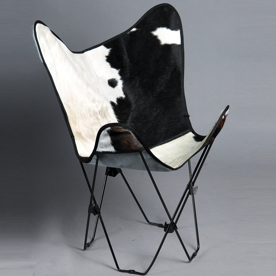 HILASON Genuine Leather Butterfly Chair Folding Lounge Modern Sling Accent Seat | Chair