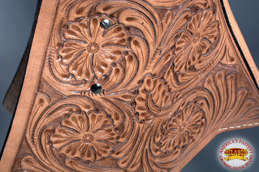 HILASON Horse Western Saddle Stirrup Cowboy Leather Tapaderos Cover Tan | Covers Covers| Hand Carved