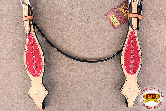 Western Horse Headstall Tack Bridle American Leather Red Crystal Hilason