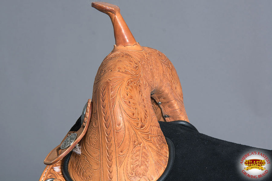 HILASON Treeless Western Trail Barrel American Leather Horse Saddle Tan | for Horses
