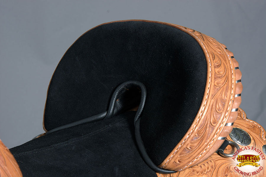 HILASON Treeless Western Trail Barrel American Leather Horse Saddle Tan | for Horses