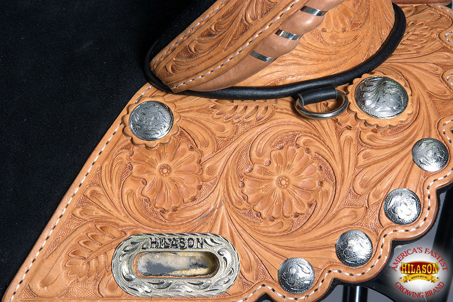 HILASON Treeless Western Trail Barrel American Leather Horse Saddle Tan | for Horses