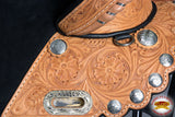 Hilason Treeless Western Trail Barrel American Leather Horse Saddle Tan