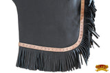 Hilason Western Bull Riding Chinks Chaps Adult Pro Rodeo Bronc Leather Black