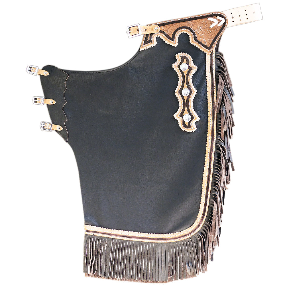 Hilason Western Bull Riding Chinks Chaps Adult Pro Rodeo Bronc Leather Brown