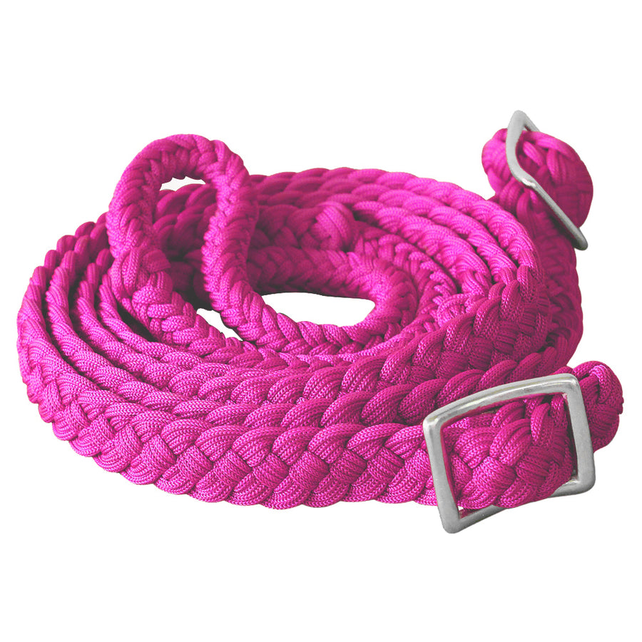 1" X 8Ft Hilason Braided Poly Barrel Horse Racing Reins Flat Grip Knots - Uhorse