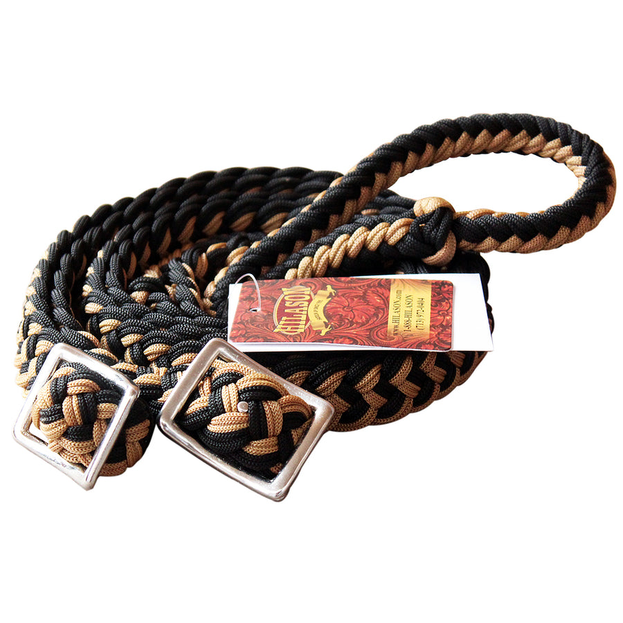 Black and tan braided nylon rope halter with lead - Uhorse