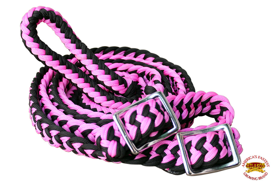 Hilason Braided Poly Barrel Horse Racing Reins Flat Grip Knots 1" X 8Ft | Rein Gifts