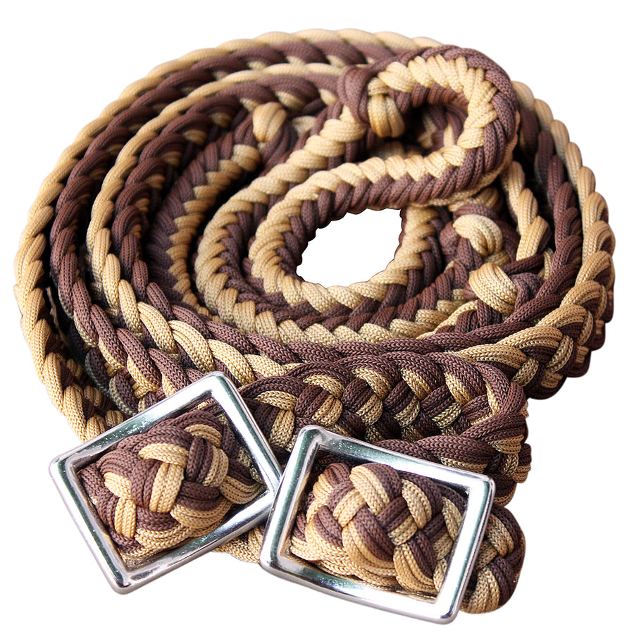 1" X 8Ft Hilason Braided Poly Barrel Horse Racing Reins Flat Grip Knots - Uhorse